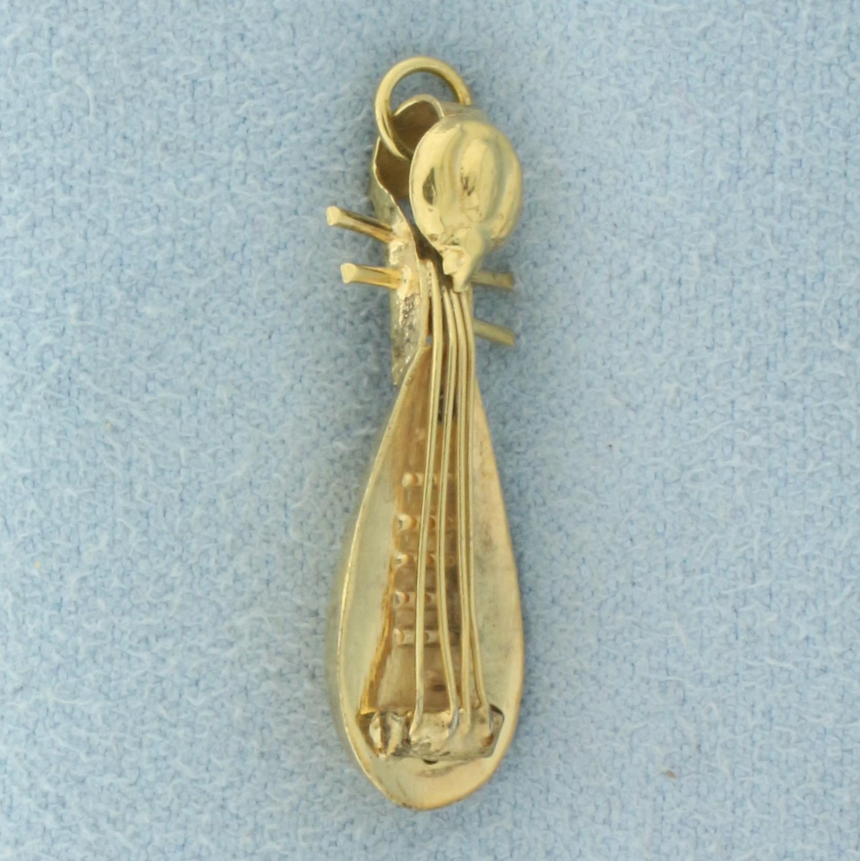 Vintage Lute Charm In 14k Yellow Gold