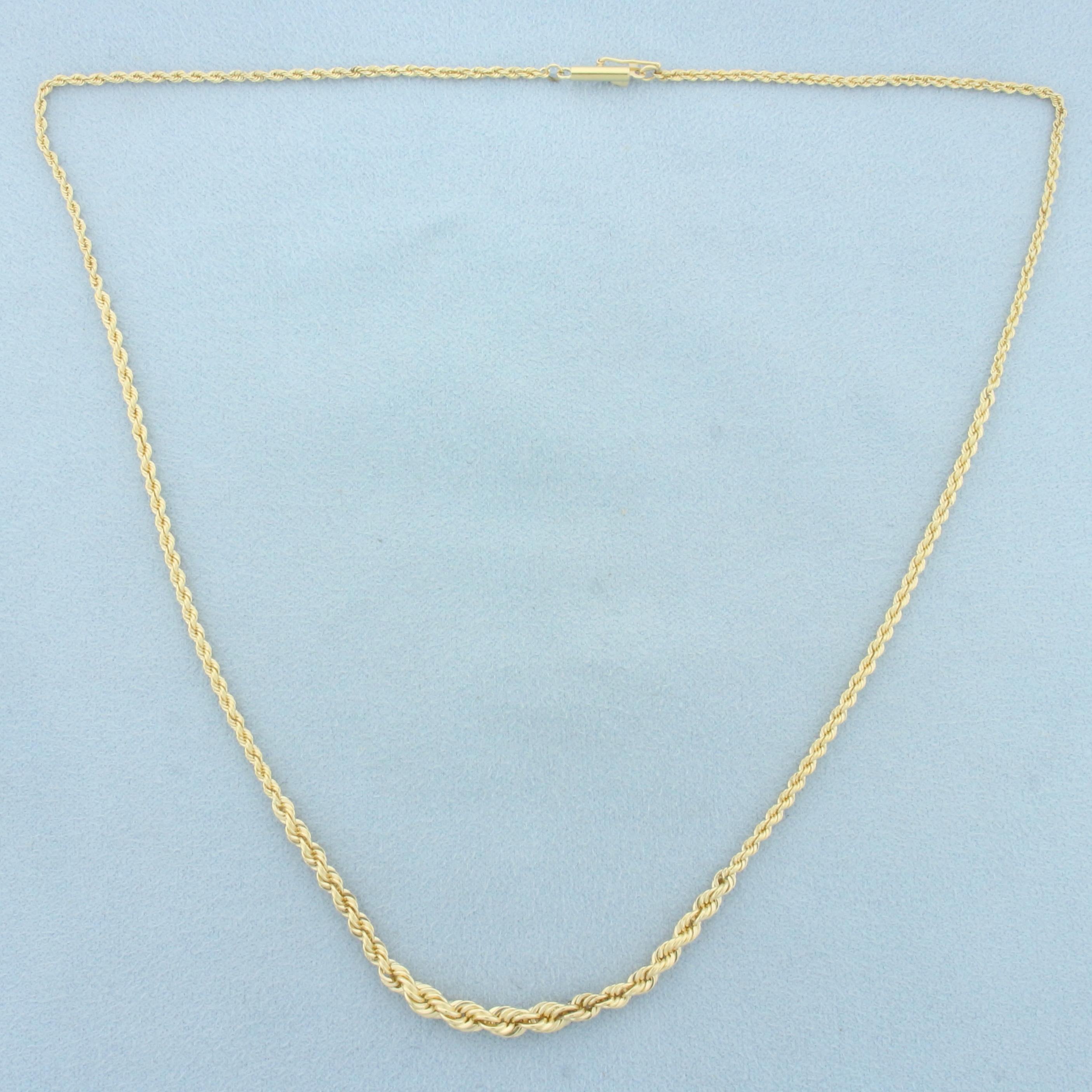 18 Inch Graduated Rope Link Chain Necklace In 18k Yellow Gold