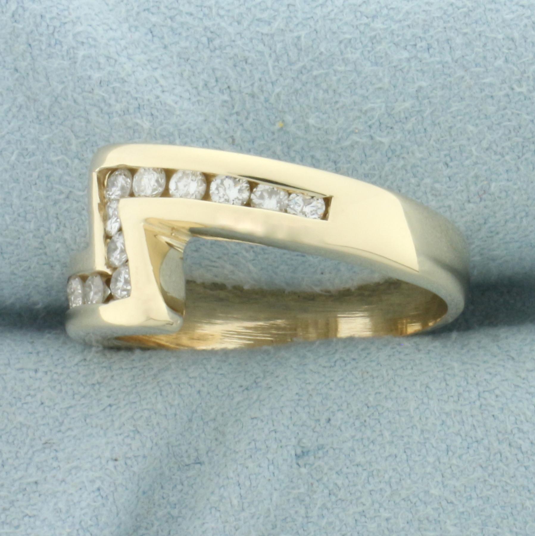 Diamond Lightning Bolt Design Ring In 14k Yellow Gold