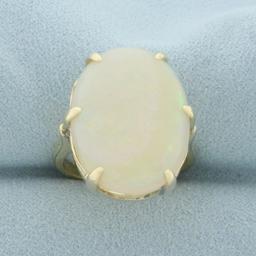 12ct Opal Solitaire Statement Ring In 14k Yellow Gold