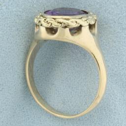 Vintage Amethyst Rope Bezel Ring In 14k Yellow Gold