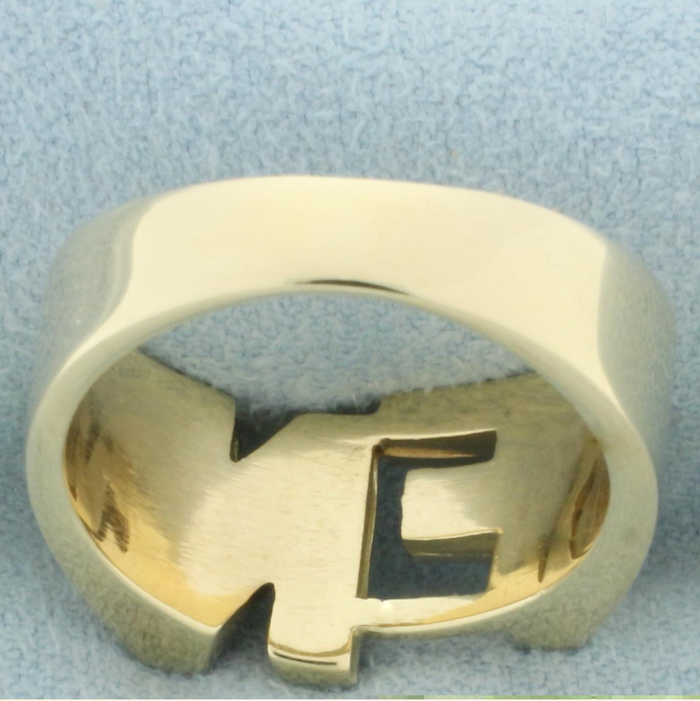 Fn Initial Diamond Ring In 14k Yellow Gold