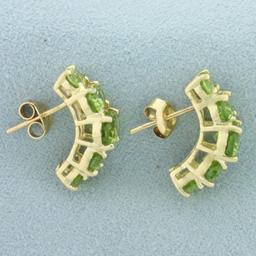 Peridot Half Hoop Earrings In 14k Yellow Gold