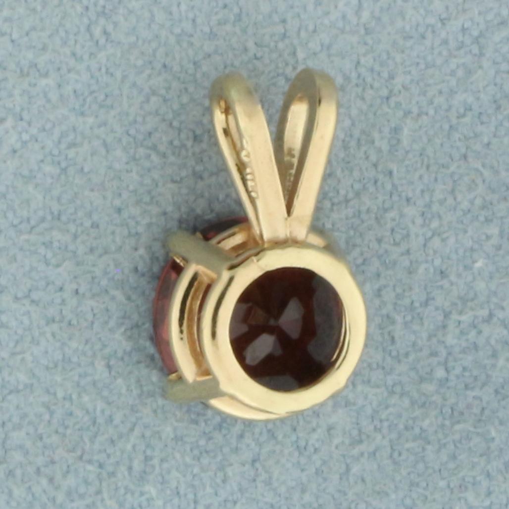 Garnet Solitaire Pendant In 14k Yellow Gold