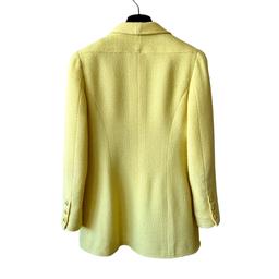 Chanel 97c Bright Yellow Tweed Cc Logo Button Blazer Jacket 42