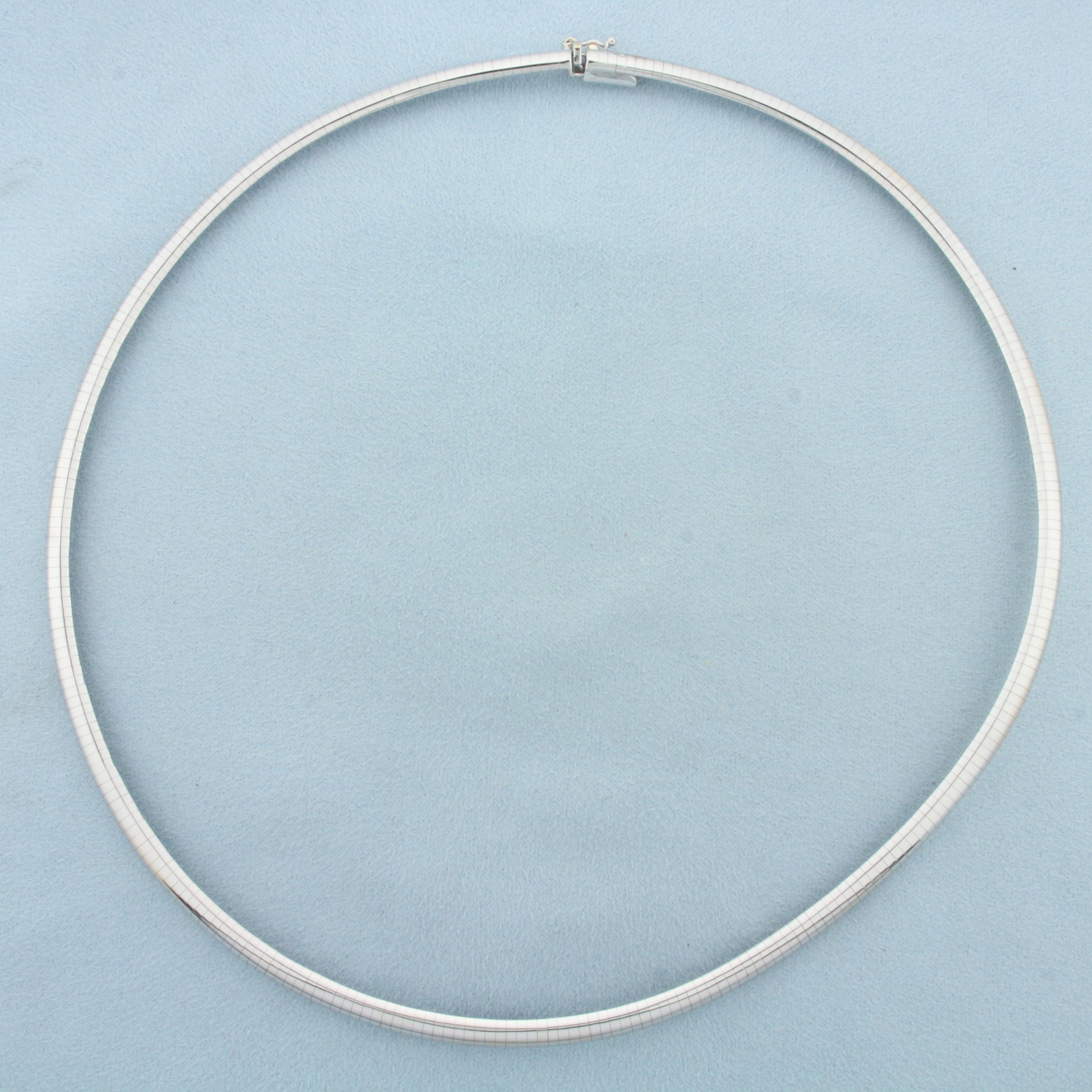 Italian 18 Inch Omega Necklace In 14k White Gold