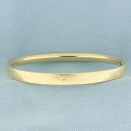 Diamond Cut Bangle Bracelet In 14k Yellow Gold