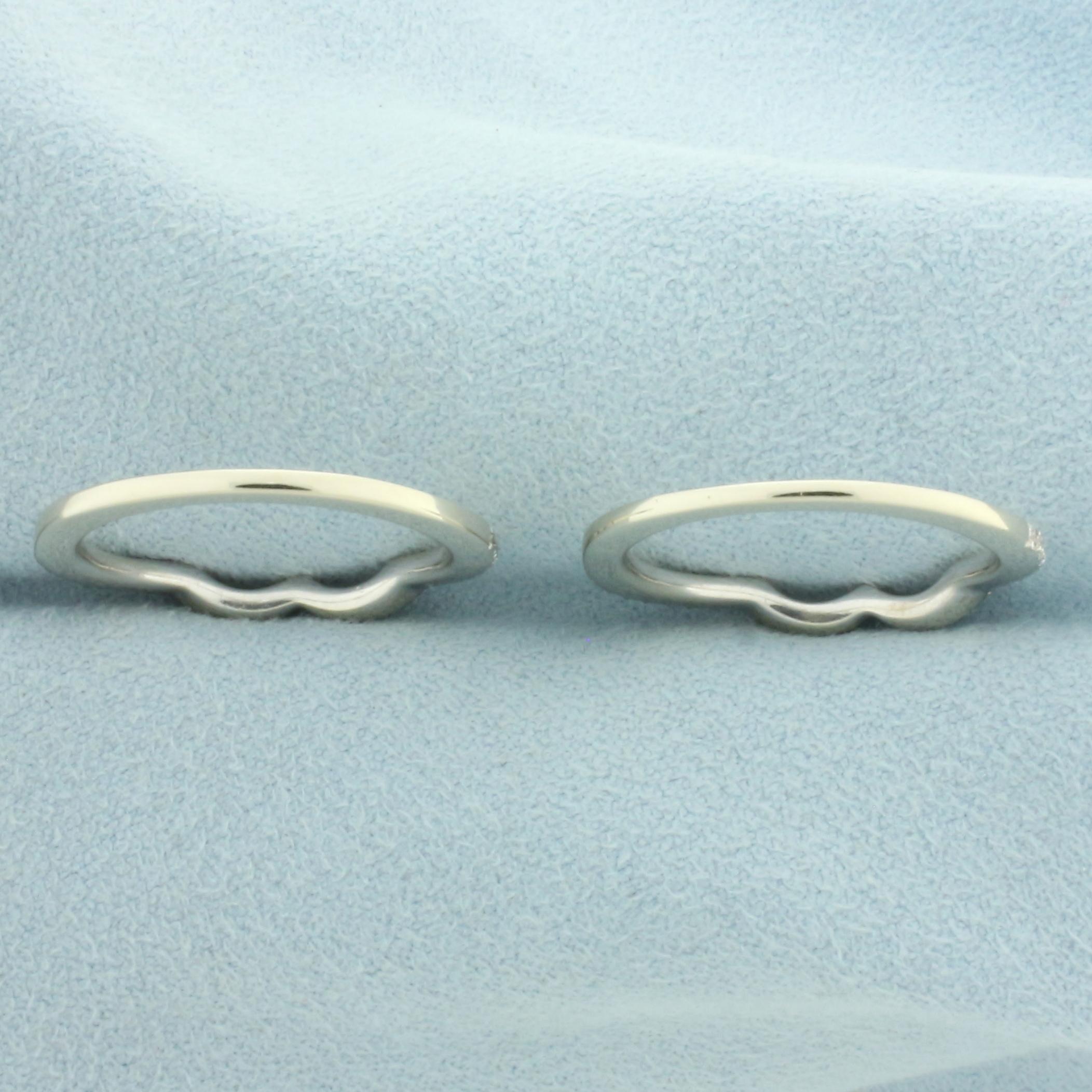 Two Diamond Stacking Rings In 14k White Gold