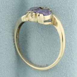 Vintage Sapphire Toi Et Moi Ring In 10k Yellow Gold