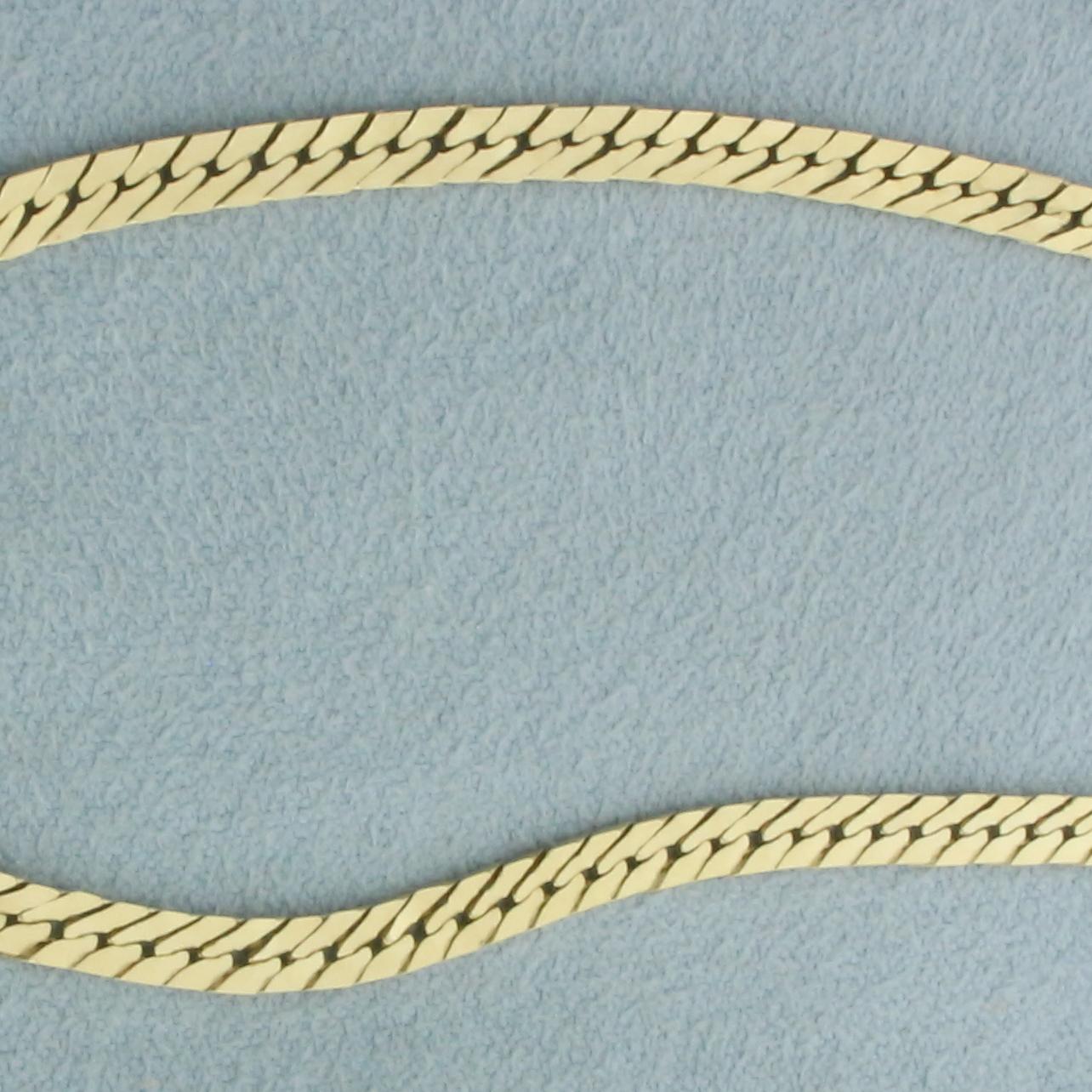 Italian 19.5 Inch Herringbone Chain Necklace In 14k Yellow Gold