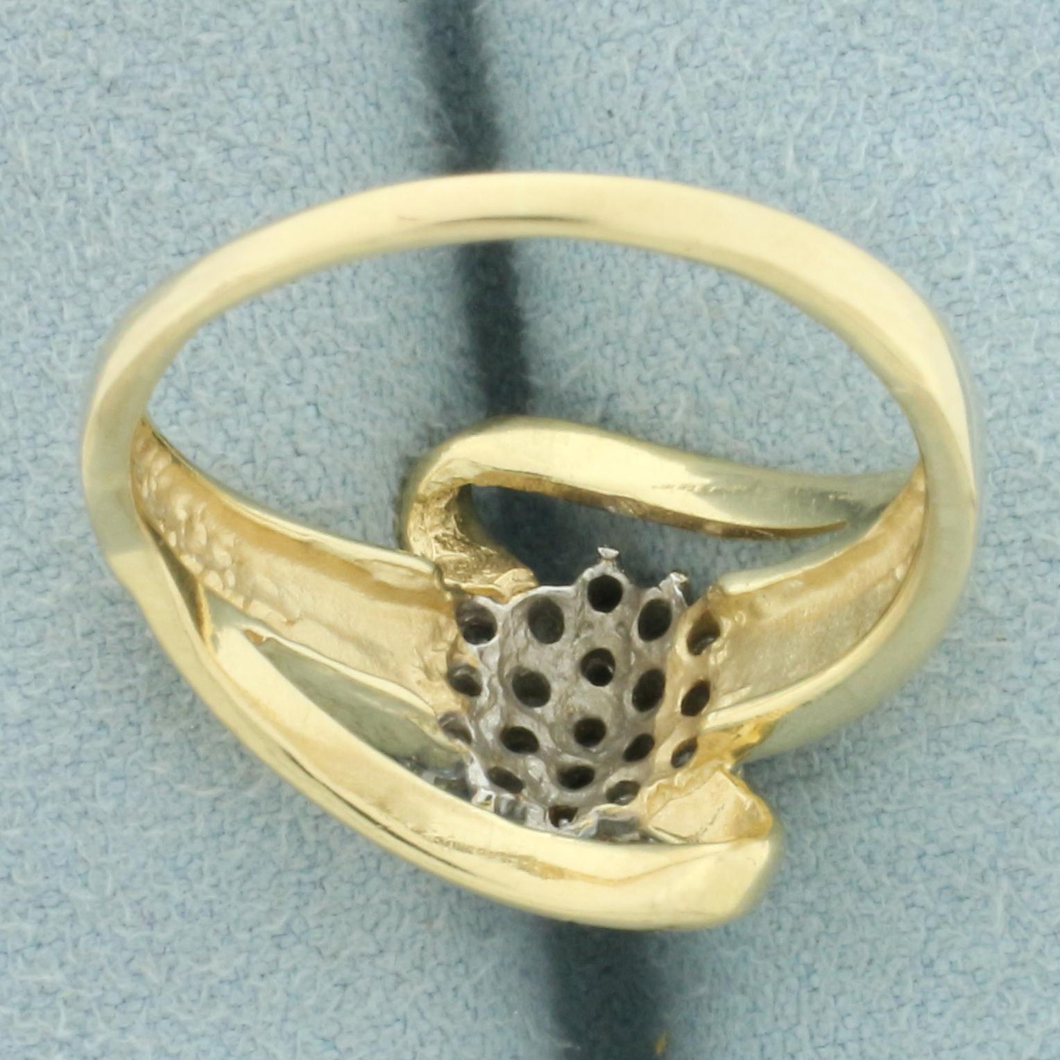 Diamond Cluster Bypass Design Ring In 14k Yellow Gold