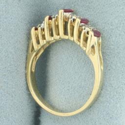 Vintage Ruby And Diamond Ring In 14k Yellow Gold