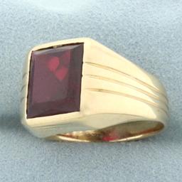 Mens Vintage Ruby Ring In 14k Yellow Gold