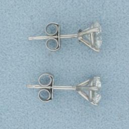 Gia Certified 1ct Diamond Stud Earrings In Platinum Settings