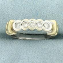 3/4ct Tw Bezel Set Diamond Ring In 14k Yellow And White Gold