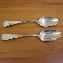 Two Antique Sterling Silver Serving Spoons