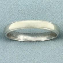 Mens Milgrain Beaded Edge Wedding Band Ring In 14k White Gold