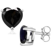 6mm Heart Cut Midnight Sapphire 2ctw Stud Earrings In Sterling Silver