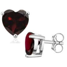 5mm Heart Cut Garnet 1.2ctw Stud Earrings In Sterling Silver