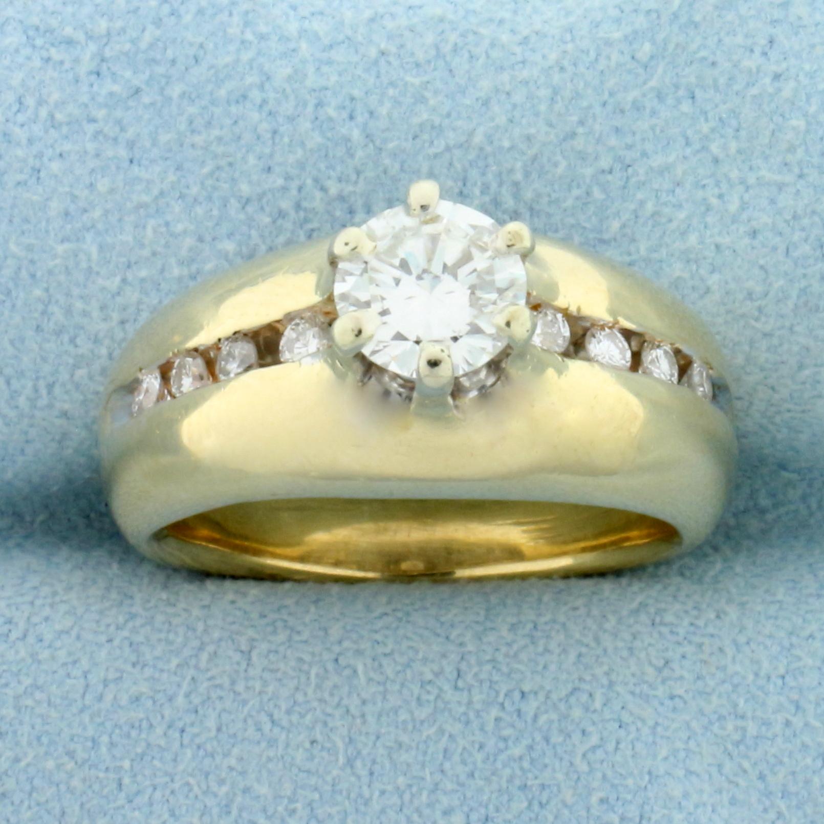 Over 1ct Tw Diamond Engagement Ring In 14k Yellow Gold