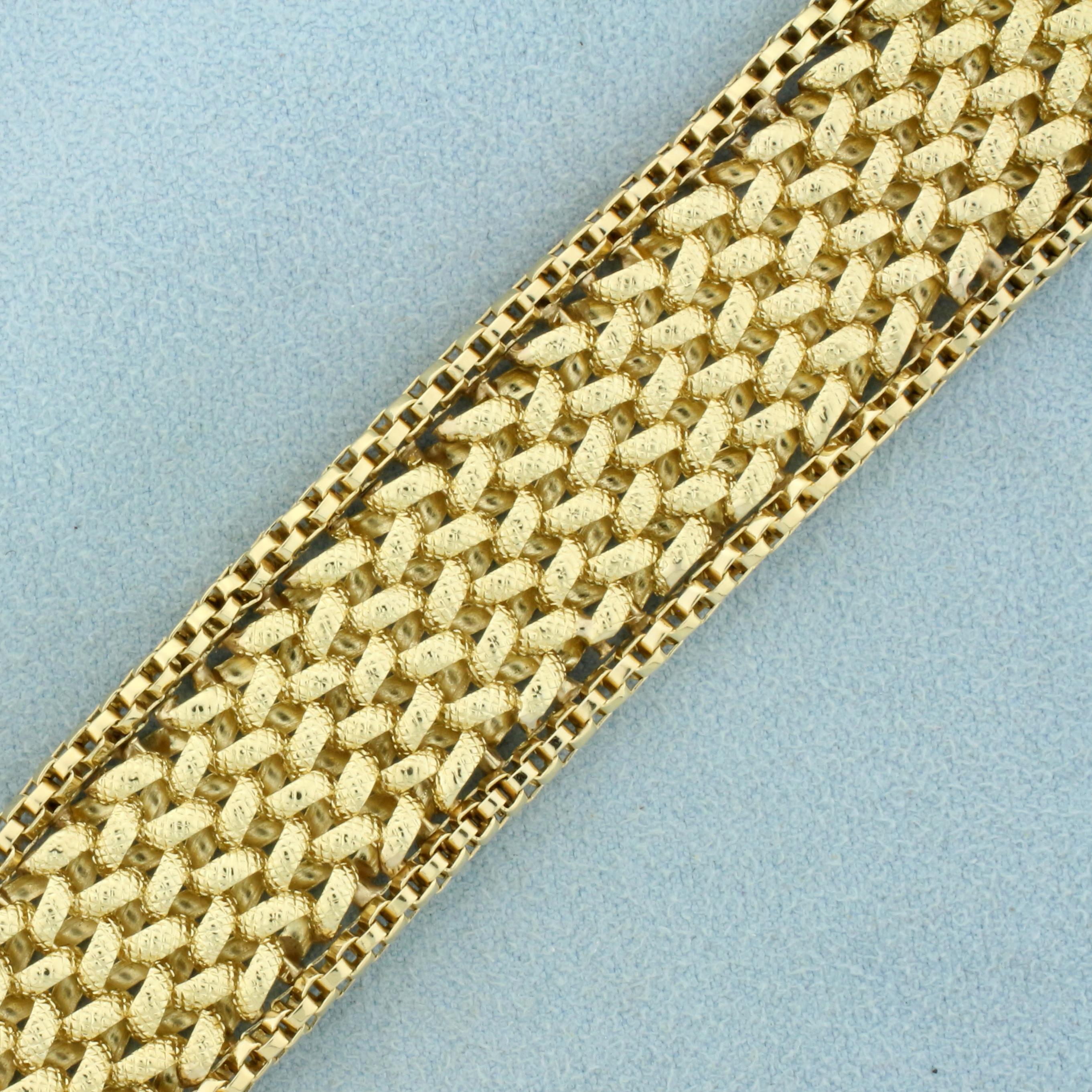 Designer Woven Design Bracelet In 14k Yellow Gold