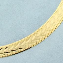 18 Inch Diamond Cut Herringbone Link Necklace In 14k Yellow Gold