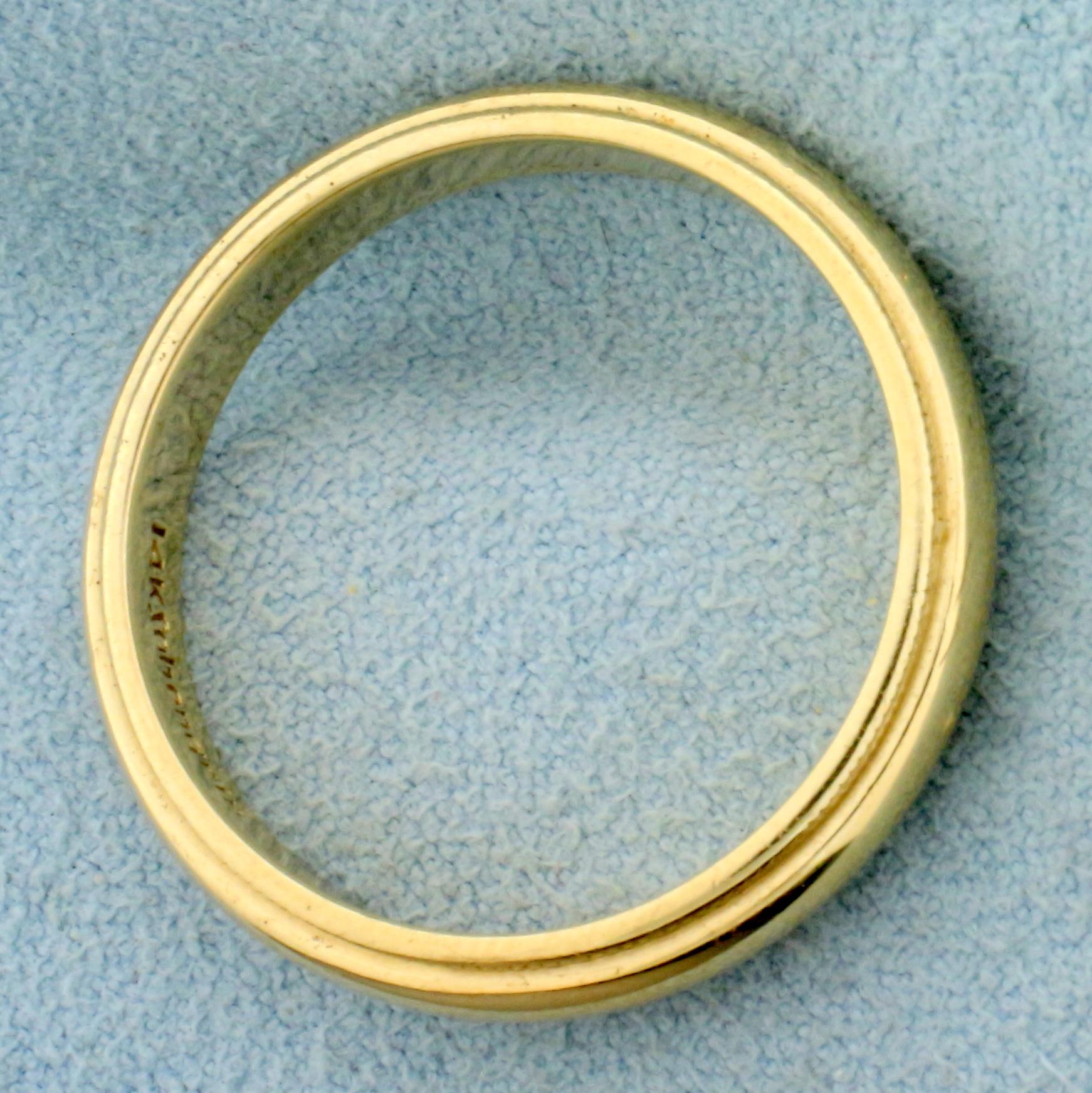 Mens Milgrain Beaded Edge Wedding Band Ring In 14k Yellow Gold