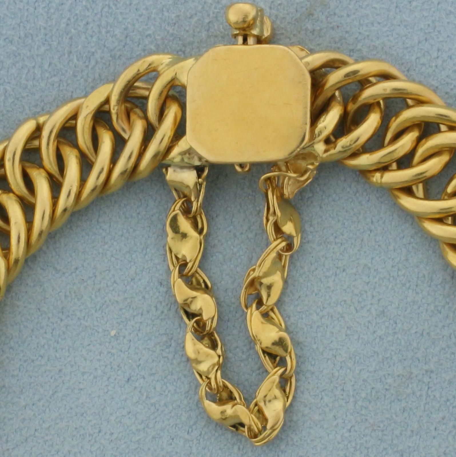 Heavy Curb Link Bracelet In 21k Yellow Gold