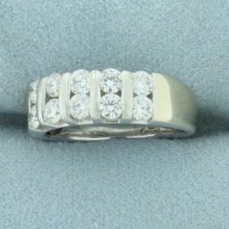 Certified Diamond Wedding Band Euro Shank Ring In 18k White Gold