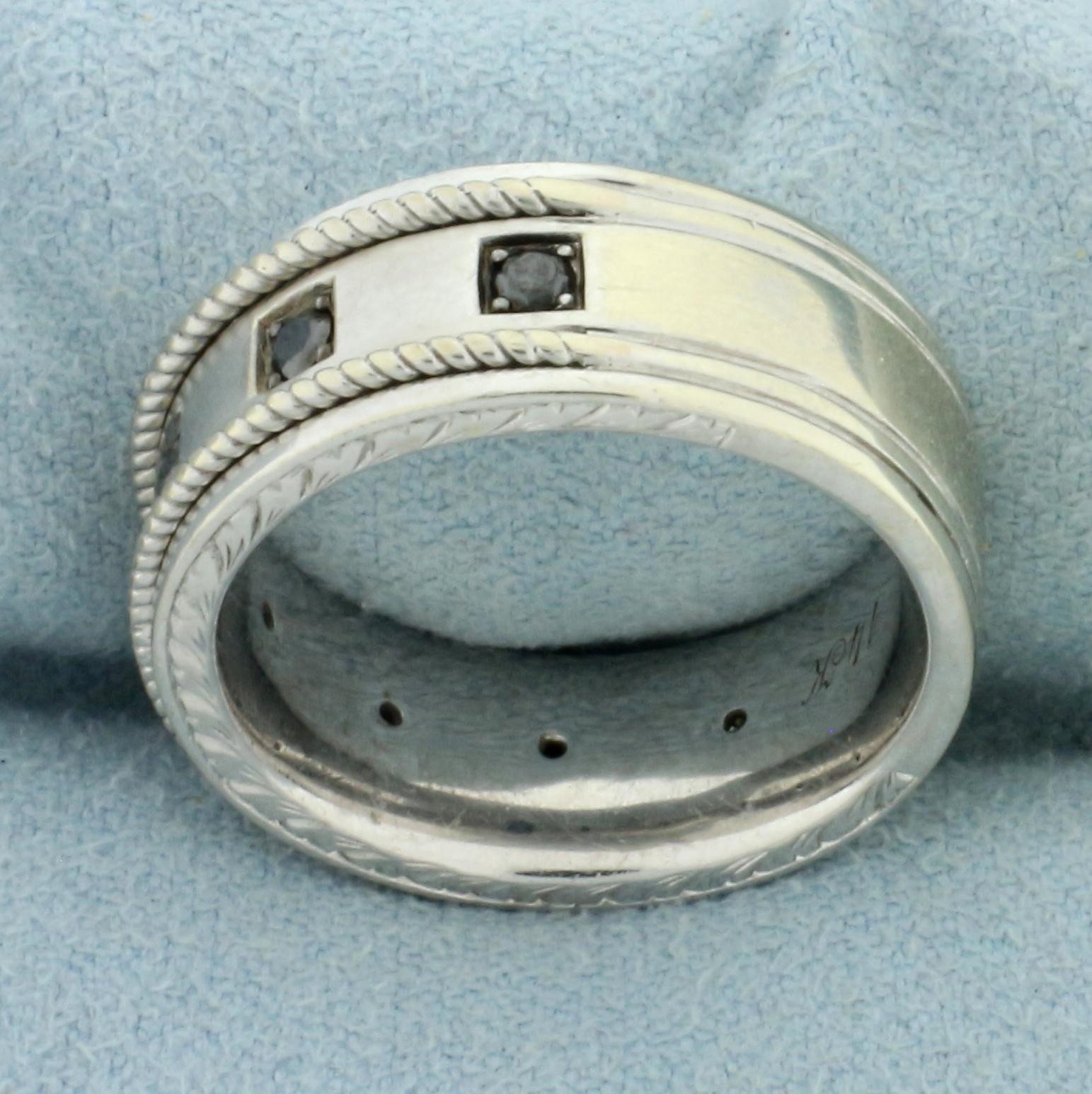 Neil Lane Black Diamond Wedding Band Ring In 14k White Gold