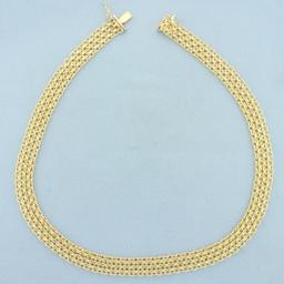 Italian 16 Inch Bismark Mesh Choker Necklace In 14k Yellow Gold