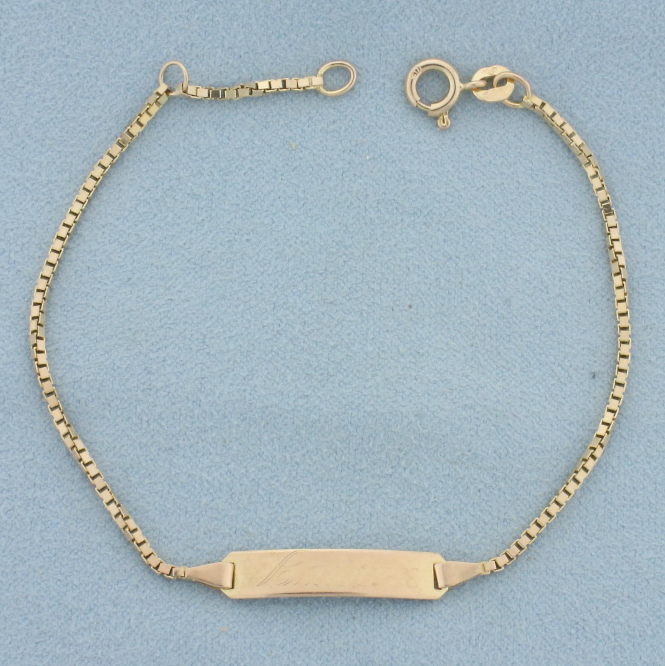 Lauren Adjustable Length Id Bracelet In 10k Yellow Gold