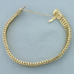 4ct Diamond Tank Track Tennis Bracelet In 14k Yellow Gold