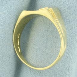 Engravable Two Tone Signet Ring In 18k Yellow Gold