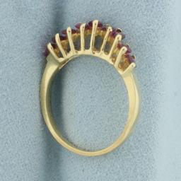 Natural Ruby Wave Design Ring In 14k Yellow Gold