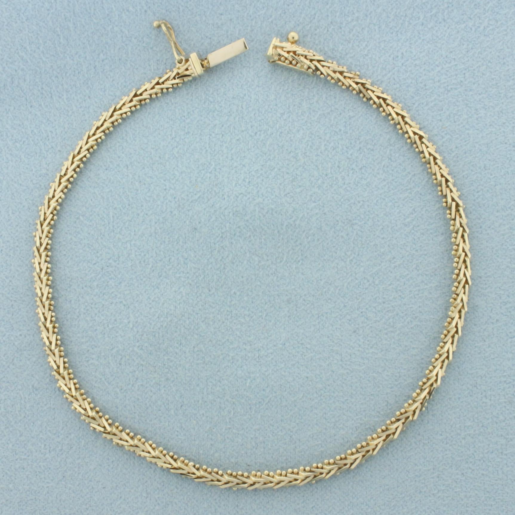 Fancy V Link Bracelet In 14k Yellow Gold