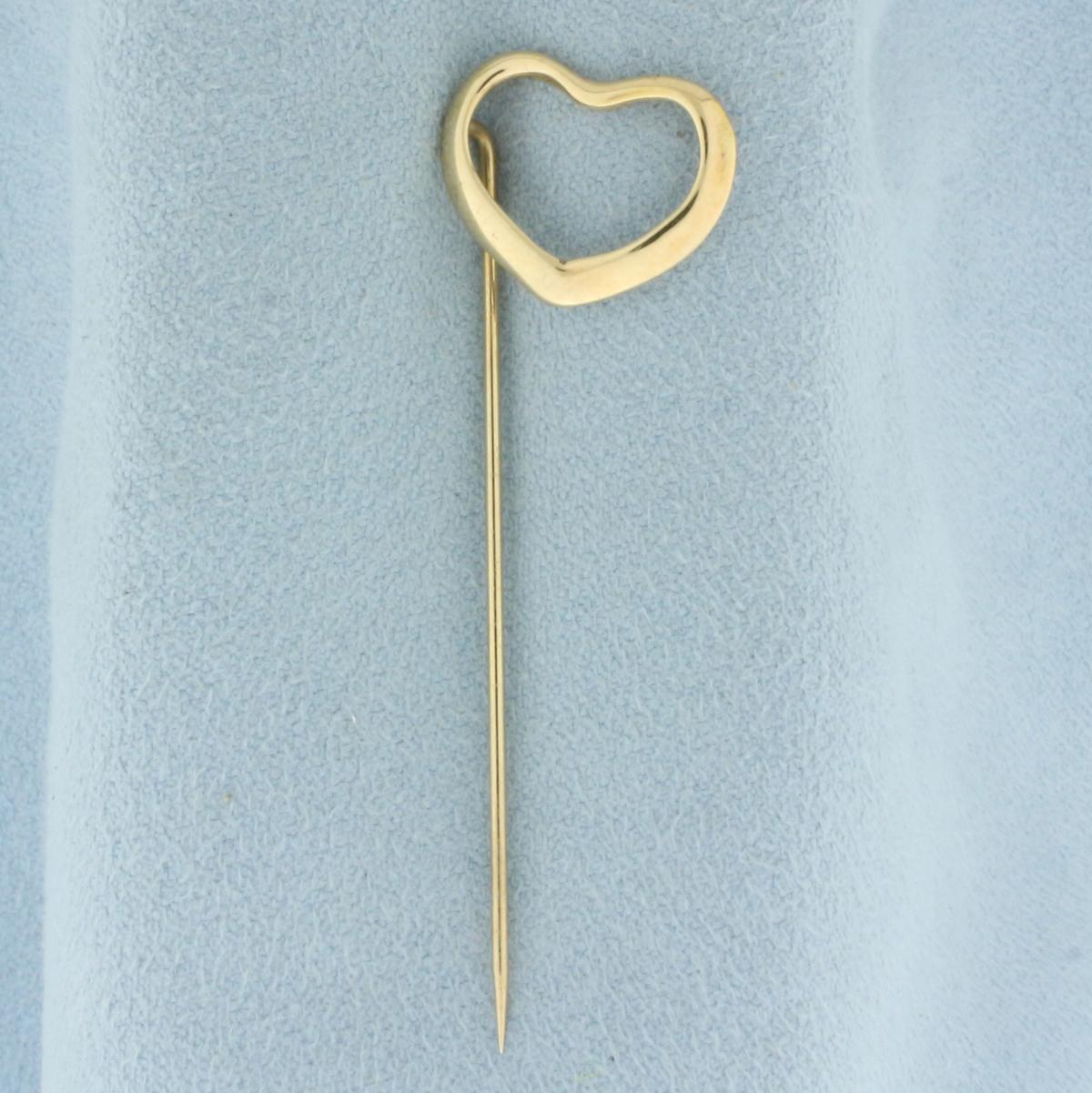 Heart Stick Pin In 14k Yellow Gold