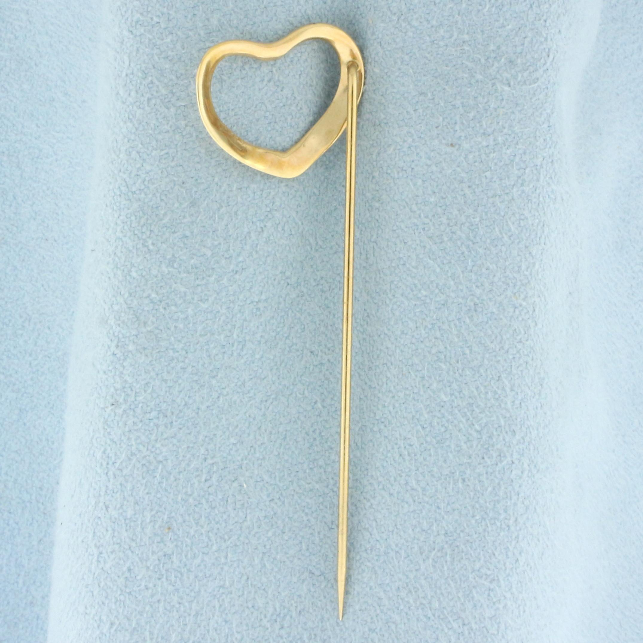 Heart Stick Pin In 14k Yellow Gold