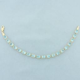 Swiss Blue Topaz Line Bracelet In 14k Yellow Gold