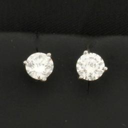 1ct Gia Certified Diamond Stud Earrings In Platinum Settings