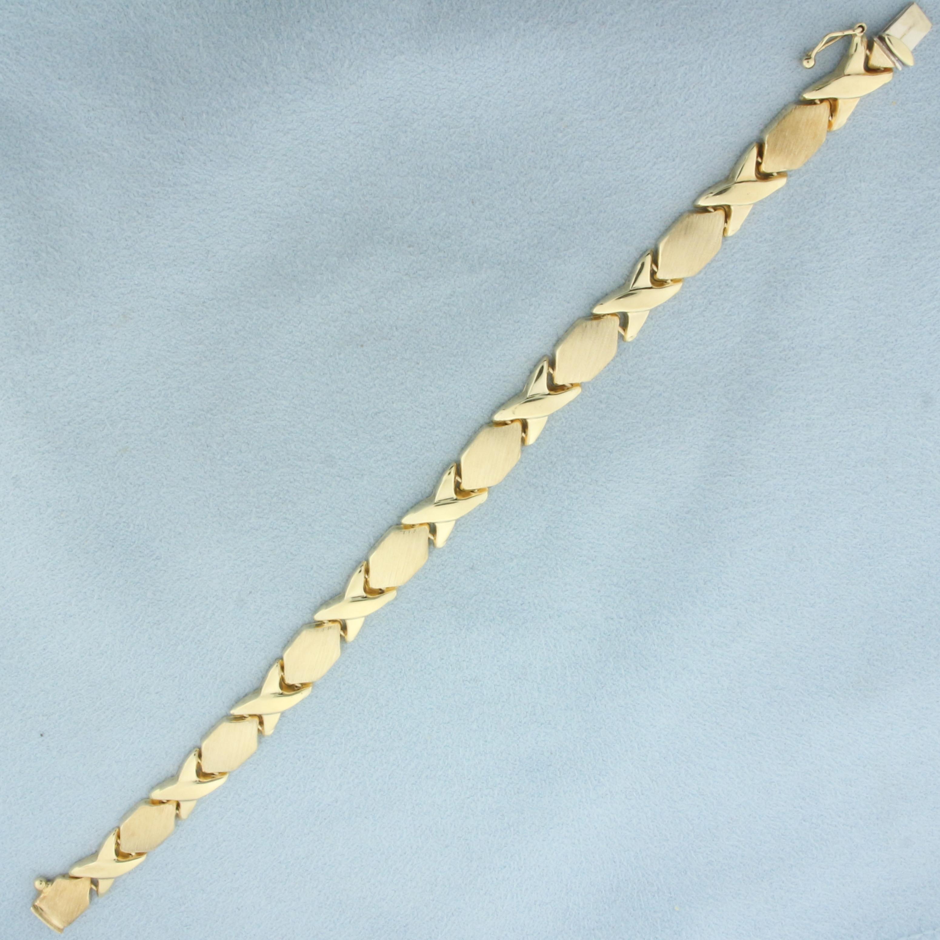 Italian X's And O's Bracelet In 14k Yellow Gold