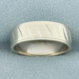 Diagonal Diamond Cut Wedding Band Ring In 14k White Gold