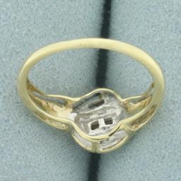 Baguette Diamond Wave Design Ring In 10k Yellow Gold