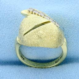 Unique Art Deco Style Diamond Ring In 14k Yellow Gold