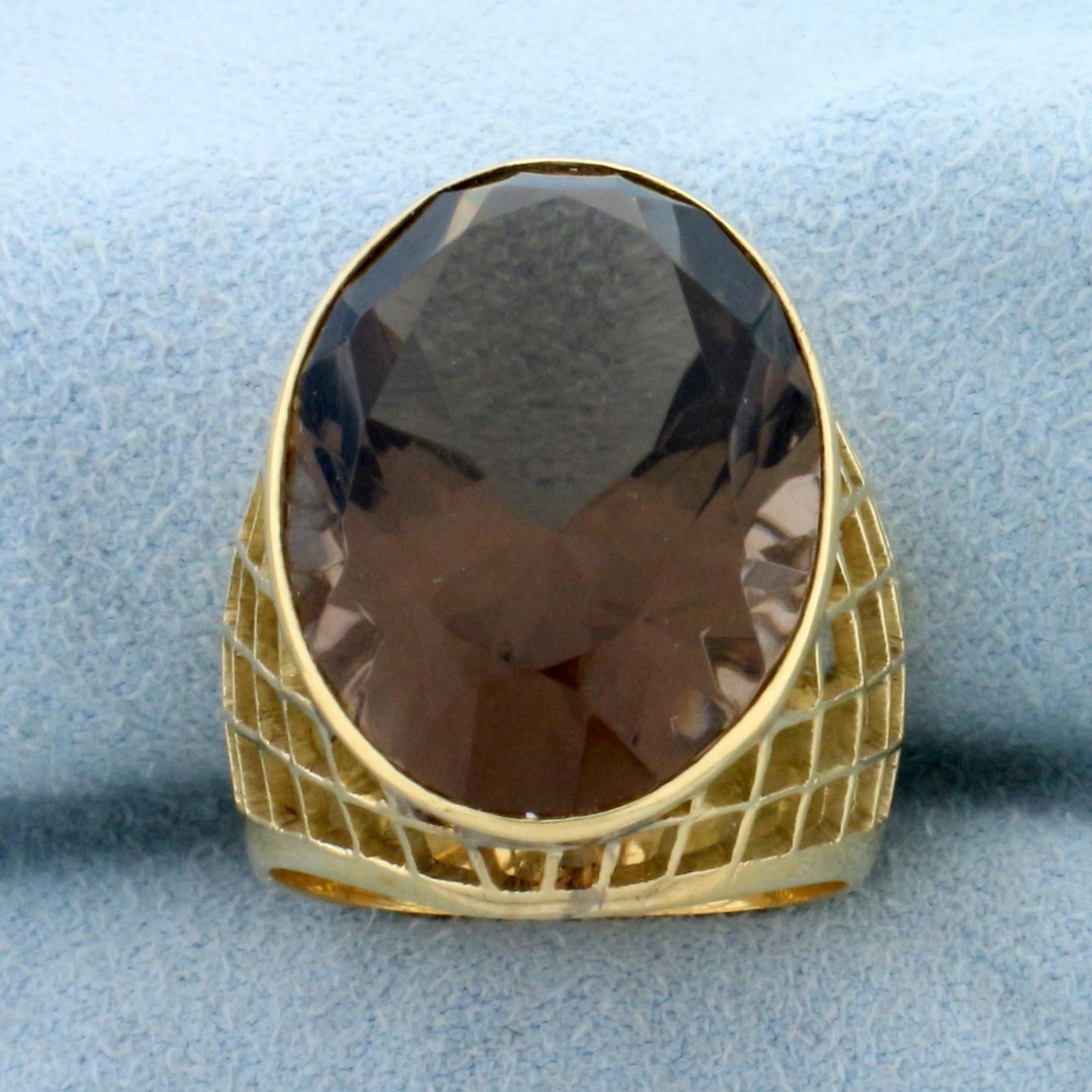 20ct Smokey Topaz Statement Ring In 18k Yellow Gold