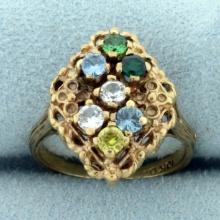 3/4ct Tw Multi Colored Topaz Ring In 10k Yellow Gold