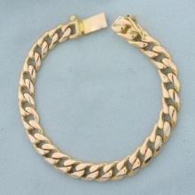 Mens Heavy Cuban Curb Link Bracelet In 14k Yellow Gold