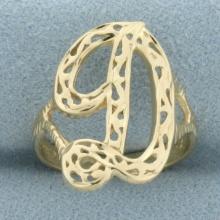 D Initial Ring In 14k Yellow Gold