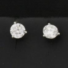 Gia Certified 1ct Diamond Stud Earrings In Platinum Settings