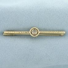 Antique Old European Cut Diamond Pin Brooch In 14k Yellow Gold